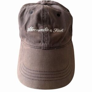 Abercrombie & Fitch Brown Dad‎ Hat Cap Strapback Spell Out Embroidered Y2K Style